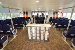 Upper Deck, lockers & view to wheelhouse